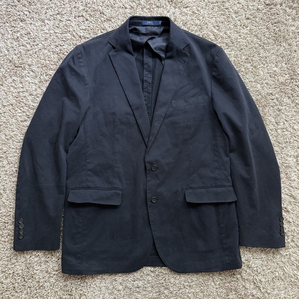 Polo Ralph Lauren Chino Blazer Men’s Size 40R Dark Navy Blue Cotton Suit Jacket